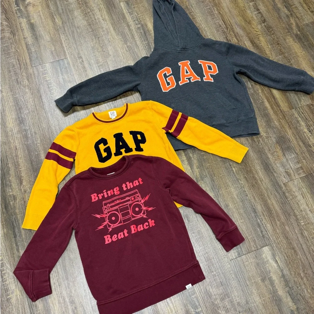 GAP Kids Sweatshirts - Yellow, Gray, and Maroon Set Cotton Polyester Bundle of 3